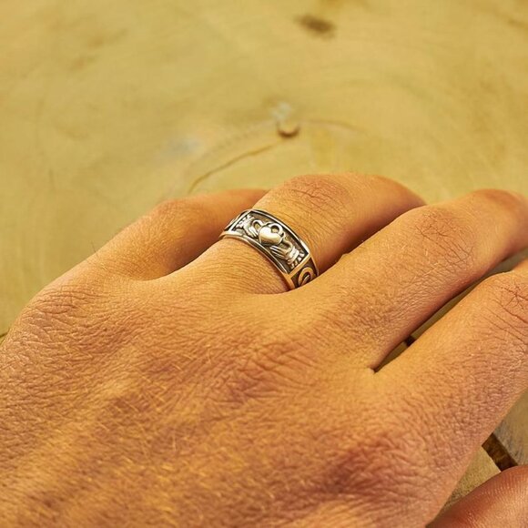 "Trendy Mujer Guard Concentric Knot Carving Heart Rings for Women, PD622 - Picture 2 of 7